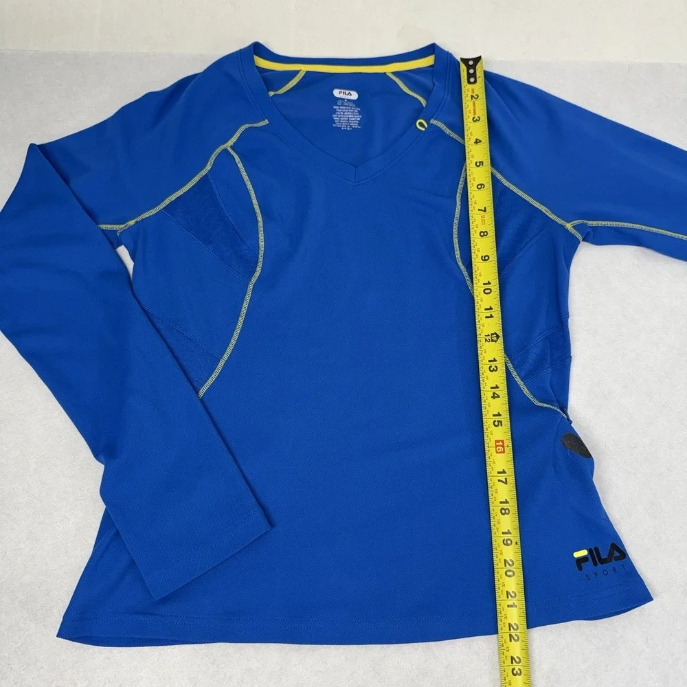 Fila Sport Women's Long Sleeve Running Shirt‎ Medium Blue Yellow Activewear